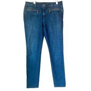 Michael Kors Denim Skinny Jeans Gold zipper front Pockets Size 6